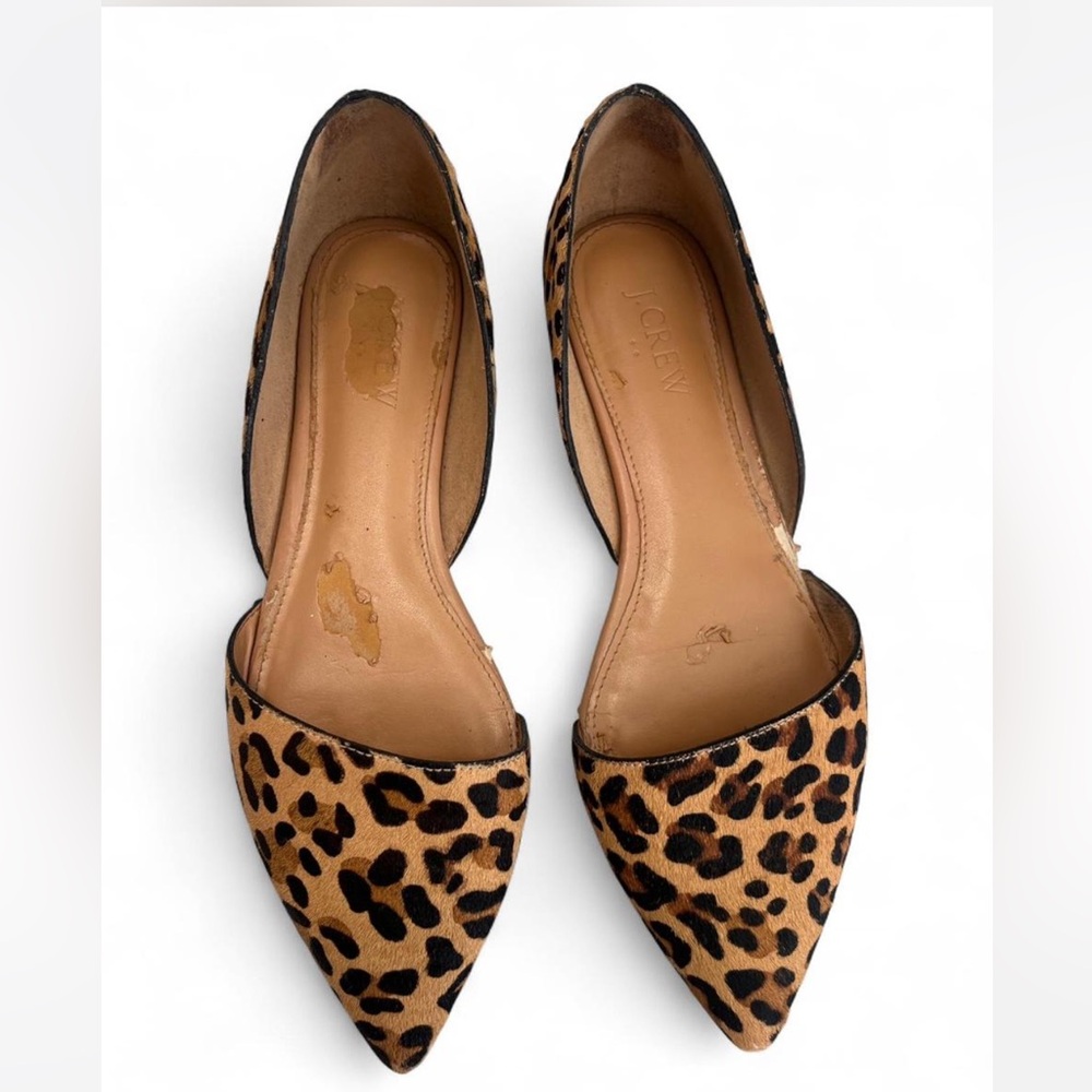 J. Crew Leopard Print Calf Hair D’Orsay Flats Women’s Size 7 Animal Print